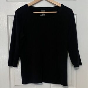 L.L. Bean Women's Elegant Black Quarter Length Sleeve T Shirt